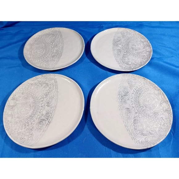 4 Angelina's Lace 9" Plates  Artimino Pottery Earthenware Luncheon Salad Dessert - Picture 5 of 10